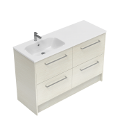 1200 Sahara Floor Standing Left Hand Offset Basin Vanity (4 Drawer) - Specify Colour & Basin & Cabin