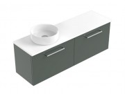 1200 Harrow Slim Luxe Wall Hung Left hand Offset Basin Vanity (2 Drawer)