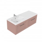 1200 Francisco Wall Hung Offset Left Basin Vanity (2 Drawer) - Specify Colour & Drawer Front & Basin