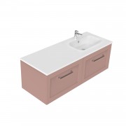 1200 Francisco Wall Hung Offset Right Basin Vanity (2 Drawer) - Specify Colour & Drawer Front & Basi