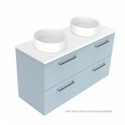 1200 Harrow Luxe Wall Hung Double Basin Vanity (4 Drawer) - Specify Colour & Slab Top