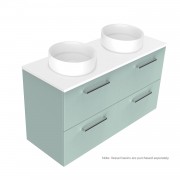 1200 Harrow Luxe Wall Hung Double Basin Vanity (4 Drawer) - Specify Colour & Slab Top