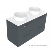 1200 Harrow Luxe Wall Hung Double Basin Vanity (4 Drawer) - Specify Colour & Slab Top