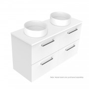 1200 Harrow Luxe Wall Hung Double Basin Vanity (4 Drawer) - Specify Colour & Slab Top