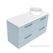 1200 Harrow Luxe Wall Hung Offset Right Basin Vanity (4 Drawer) - Specify Colour & Slab Top