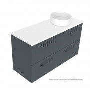 1200 Harrow Luxe Wall Hung Offset Right Basin Vanity (4 Drawer) - Specify Colour & Slab Top