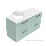 1200 Harrow Luxe Wall Hung Offset Left Basin Vanity (4 Drawer) - Specify Colour & Slab Top