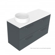 1200 Harrow Luxe Wall Hung Offset Left Basin Vanity (4 Drawer) - Specify Colour & Slab Top