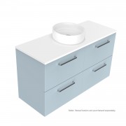 1200 Harrow Luxe Wall Hung Single Basin Vanity (4 Drawer) - Specify Colour & Slab Top