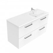 1200 Harrow Wall Hung Offset Right Basin Vanity (4 Drawer) - Specify Colour & Basin