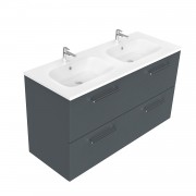 1200 Harrow Wall Hung Double Basin Vanity (4 Drawer) - Specify Colour & Basin