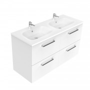 1200 Harrow Wall Hung Double Basin Vanity (4 Drawer) - Specify Colour & Basin