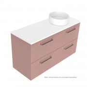 1200 Harrow Luxe Wall Hung Offset Right Basin Vanity (4 Drawer) - Specify Colour & Slab Top