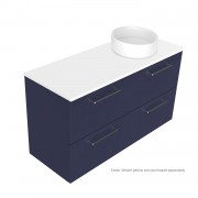 1200 Harrow Luxe Wall Hung Offset Right Basin Vanity (4 Drawer) - Specify Colour & Slab Top