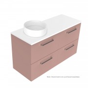 1200 Harrow Luxe Wall Hung Offset Left Basin Vanity (4 Drawer) - Specify Colour & Slab Top