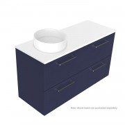 1200 Harrow Luxe Wall Hung Offset Left Basin Vanity (4 Drawer) - Specify Colour & Slab Top