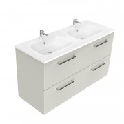 1200 Harrow Wall Hung Double Basin Vanity (4 Drawer) - Specify Colour & Basin