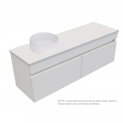 1200 Vega Slim Wall Hung Offset Left Basin Vanity (2 Drawer) - Specify Colour & Slab Top