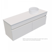 1200 Vega Slim Wall Hung Offset Right Basin Vanity (2 Drawer) - Specify Colour & Slab Top