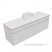 1200 Vega Slim Wall Hung Single Basin Vanity (2 Drawer) - Specify Colour & Slab Top