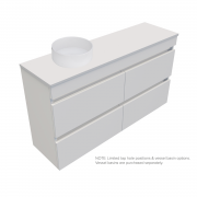 1200 Vega Slim Wall Hung Offset Left Basin Vanity (4 Drawer) - Specify Colour & Slab Top