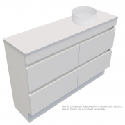 1200 Vega Slim Floor Standing Offset Right Basin Vanity (4 Drawer) - Specify Colour & Slab Top