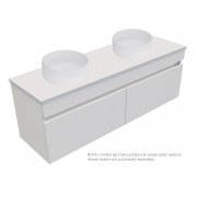 1200 Vega Slim Wall Hung Double Basin Vanity (2 Drawer) - Specify Colour & Slab Top