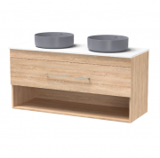 CASHMERE PRO 1200 DB DRAWER OPEN WHITE MELAMINE