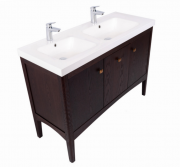 1200 Madison Double Basin Vanity in Saddle Rock with Internal Cosmetic Drawer - Specify Basin