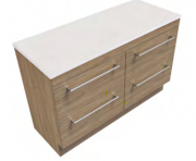 1200 Skye Floor Standing Right Hand Offset Vanity (4 Drawer) - Specify Colour & Select Slab Top
