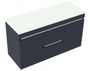 1200 Arc Wall Hung Double Height Left Hand Offset Basin Vanity - Specify Colour & Select Slab Top