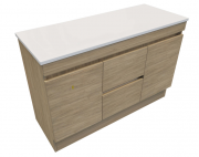 1200 Arc Floor Standing Left Hand Offset Basin Vanity - Specify Colour & Select Slab Top