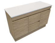 1200 Arc Floor Standing Right Hand Offset Basin Vanity - Specify Colour & Select Slab Top