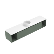 1800 Savanna Luxe Wall Hung Single Basin Vanity (2 Drawer, 2 Open Shelf) - Specify Colour & Slab Top