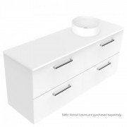 1500 Harrow Luxe Wall Hung Offset Right Basin Vanity (4 Drawer) - Specify Colour & Slab Top