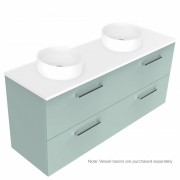 1500 Harrow Luxe Wall Hung Double Basin Vanity (4 Drawer) - Specify Colour & Slab Top