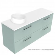 1500 Harrow Luxe Wall Hung Offset Left Basin Vanity (4 Drawer) - Specify Colour & Slab Top