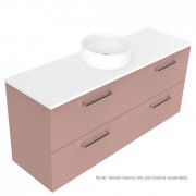 1500 Harrow Luxe Wall Hung Single Basin Vanity (4 Drawer) - Specify Colour & Slab Top