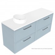 1500 Francisco Luxe Wall Hung Offset Left Basin Vanity (4 Drawer) - Specify Colour & Drawer Front &