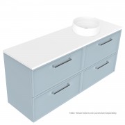 1500 Francisco Luxe Wall Hung Offset Right Basin Vanity (4 Drawer) - Specify Colour & Drawer Front &