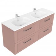 1500 Francisco Wall Hung Double Basin Vanity (4 Drawer) - Specify Colour & Drawer Front & Basin
