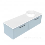 1500 Francisco Luxe Wall Hung Offset Right Basin Vanity (2 Drawer) - Specify Colour & Drawer Front &