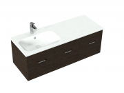 1200 Qube Wall Hung Single Left Hand Offset Basin Vanity - Specify Colour & Basin