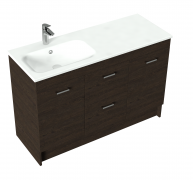 1200 Qube Floor Standing Single Left Hand Offset Basin Vanity - Specify Colour & Basin
