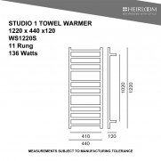 STUDIO 1 WS1220SN NOIR SLIM LINE HEATED TOWEL WARMER