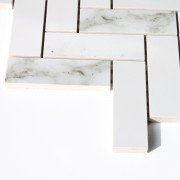 Herringbone Carrara Satin Mosaic