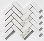 Herringbone Carrara Satin Mosaic