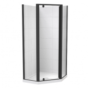 SIERRA 900X900 ANGLE CORNER- TILED WALL- BLACK- CENTRE WASTE