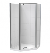 SIERRA 1000X1000 ANGLE CORNER- TILED WALL - SATIN-CENTRE WASTE