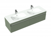 1500 Brookfield Wall Hung Double Basin Vanity (2 Drawer) - Specify Colour & Basin